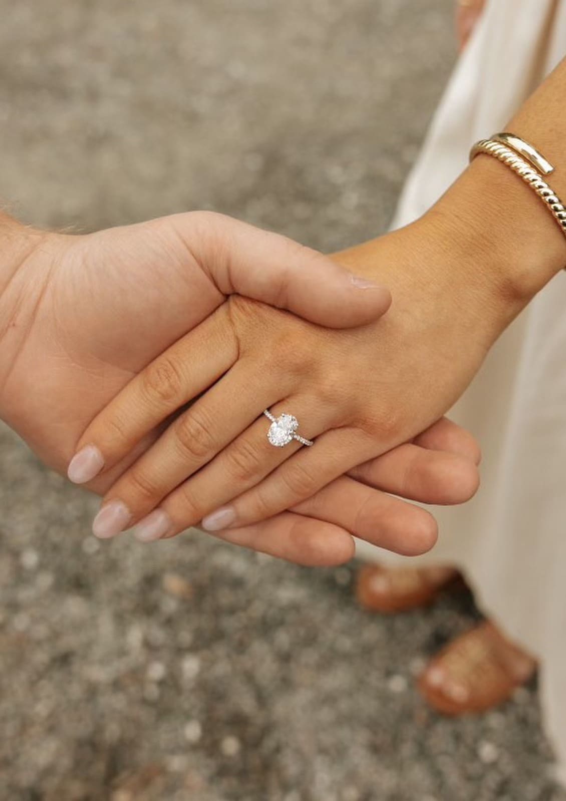 Oval Ring with Diamond Band