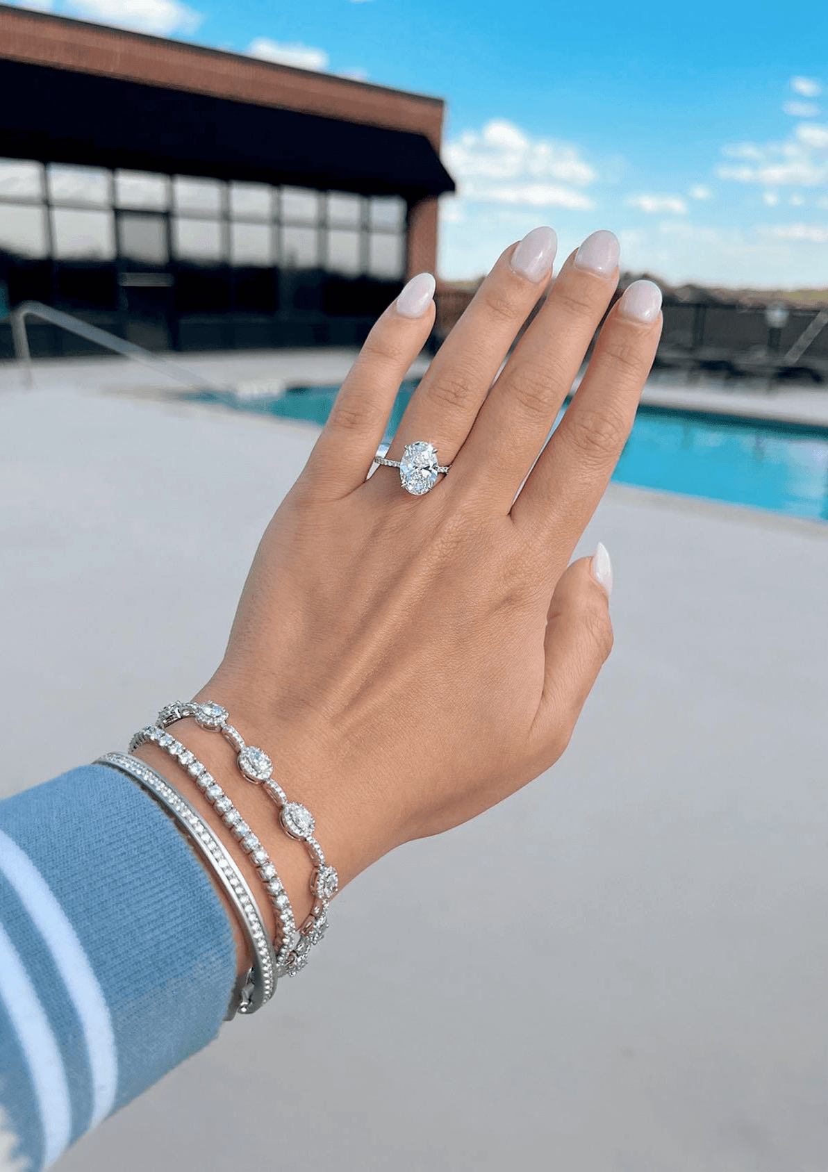 Oval Ring with Diamond Band